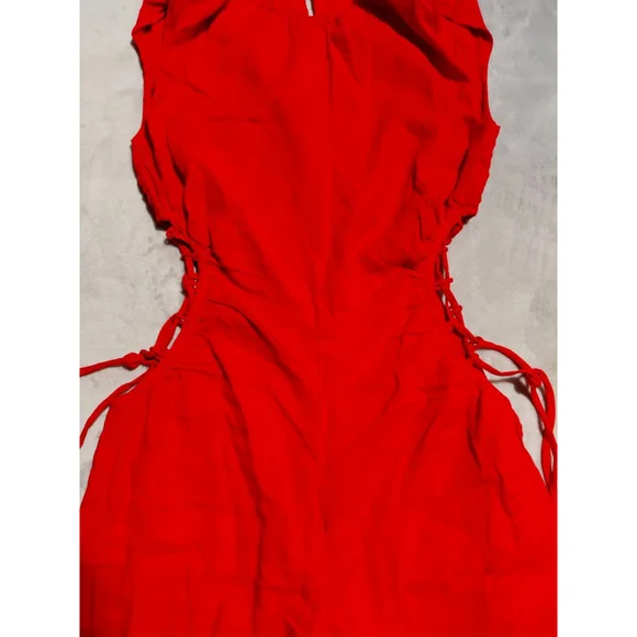 VIX Paula Hermanny Carina Red Lace up Resortwear Beach Vacation Jumpsuit Size 0 - Picture 4 of 13